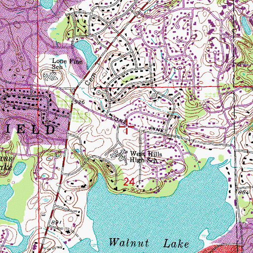 Topographic Map of West Hills Middle School, MI