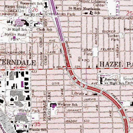 Topographic Map of West Nine Mile Road Station, MI