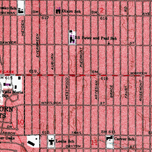 Topographic Map of West Warren City Hall, MI