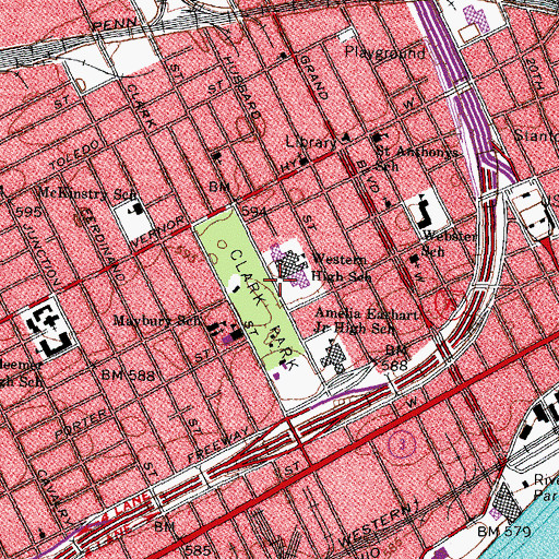 Topographic Map of Western International High School, MI