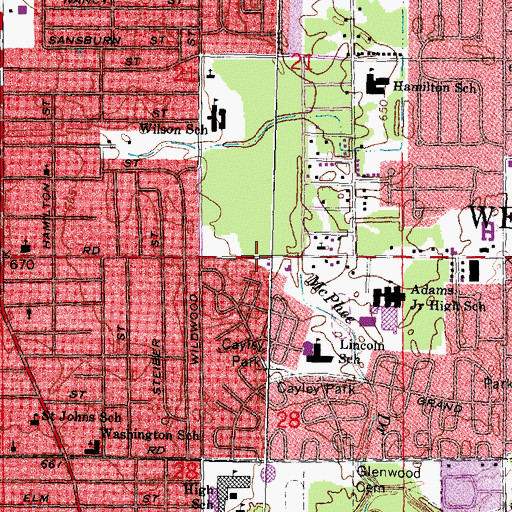 Topographic Map of Westland Christian Academy, MI
