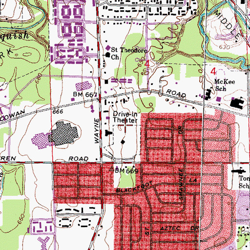 Topographic Map of Westland Crossings Shopping Center, MI