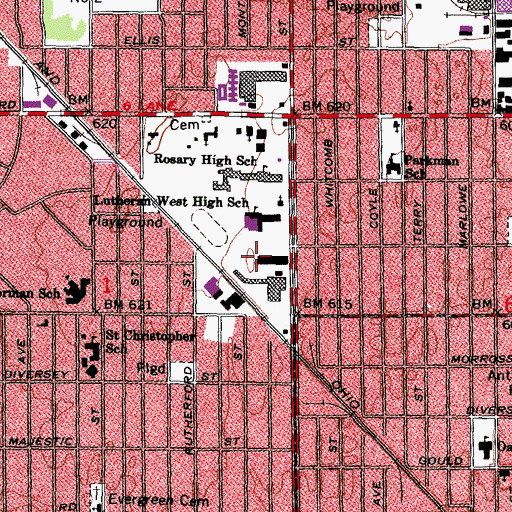 Topographic Map of Westside Bus Terminal, MI