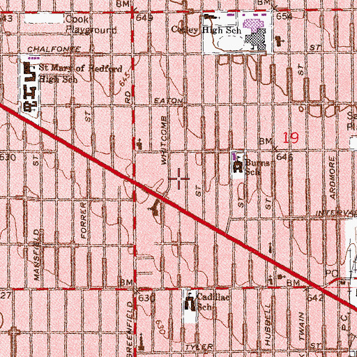 Topographic Map of Whitcomb Center Shopping Center, MI