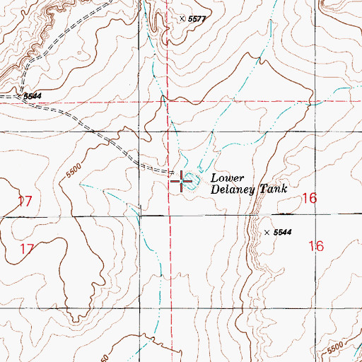 Topographic Map of Lower Delaney Tank, AZ