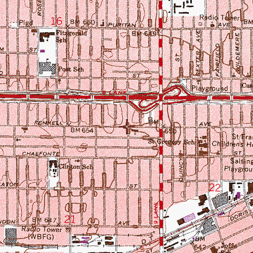 Topographic Map of White Chapel Missionary Baptist Church, MI