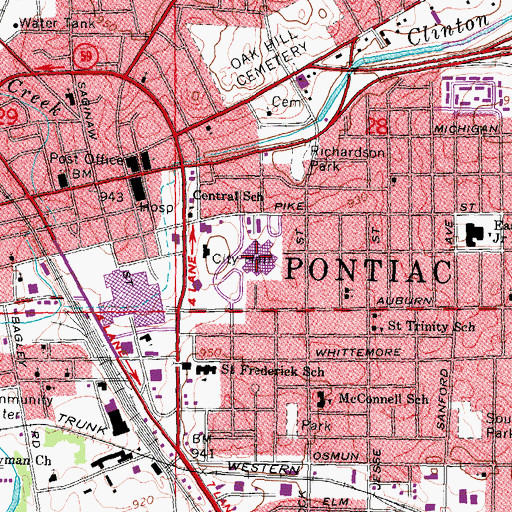 Topographic Map of Whitmer Human Resource Center Elementary School, MI
