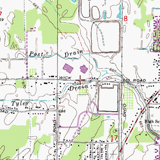 Topographic Map of Wick Elementary School, MI