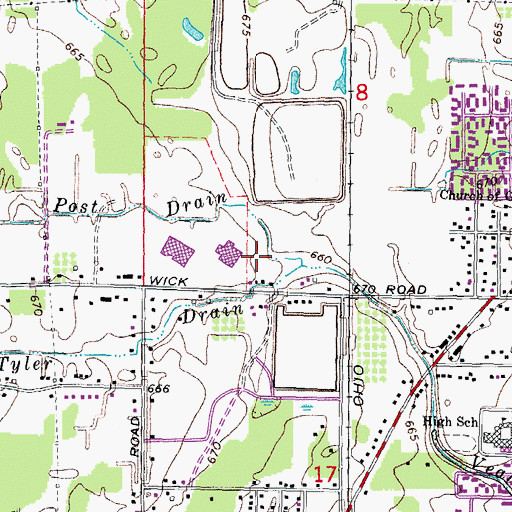 Topographic Map of Wick Elementary School, MI