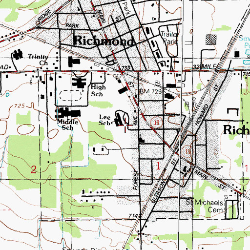 Topographic Map of Will L Lee School, MI