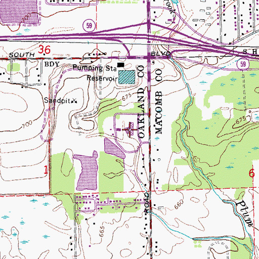 Topographic Map of William Beaumont Hospital - Troy, MI