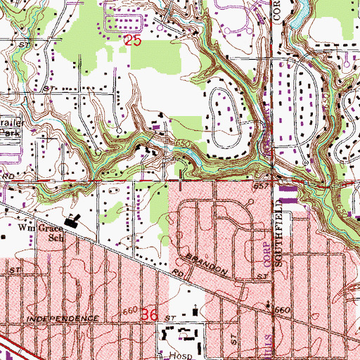 Topographic Map of William E Miller School, MI