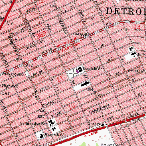 Topographic Map of William J Beckham Academy, MI