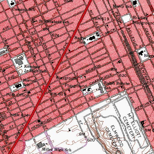 Topographic Map of Williams Chapel Missionary Baptist Church, MI