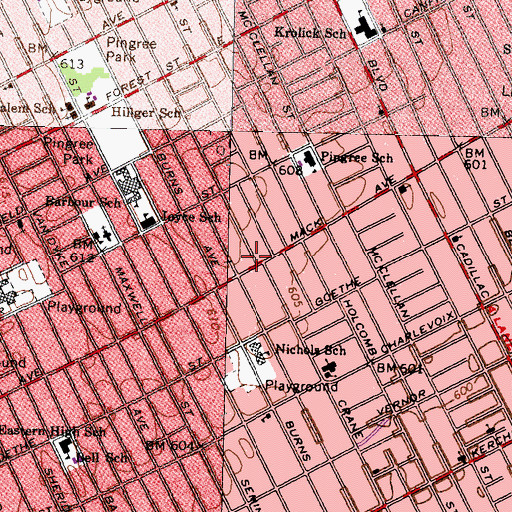 Topographic Map of Willis Temple Church of God in Christ, MI