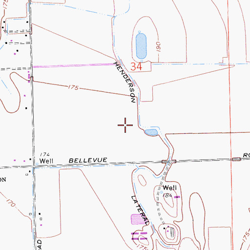 Topographic Map of Henderson Lateral, CA