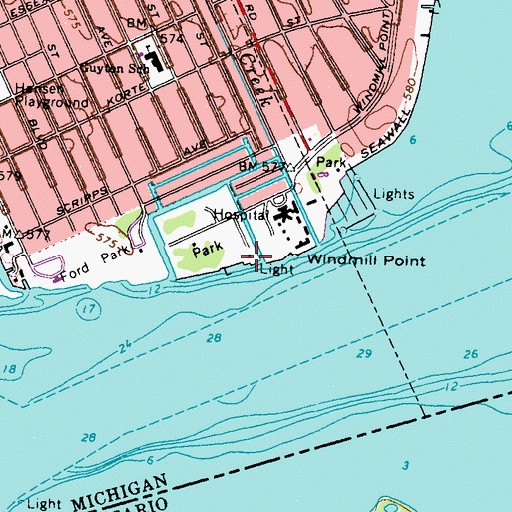 Topographic Map of Windmill Point Lighthouse, MI