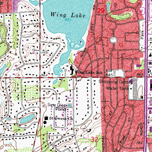 Topographic Map of Wing Lake Developmental Center, MI