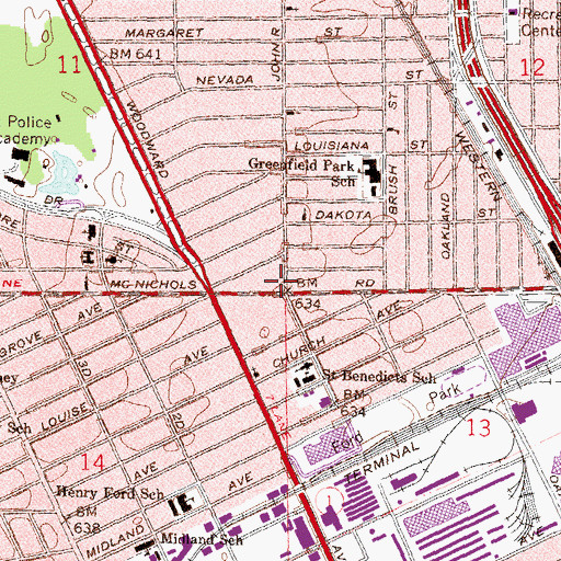 Topographic Map of Wings of Love Missionary Baptist Church, MI