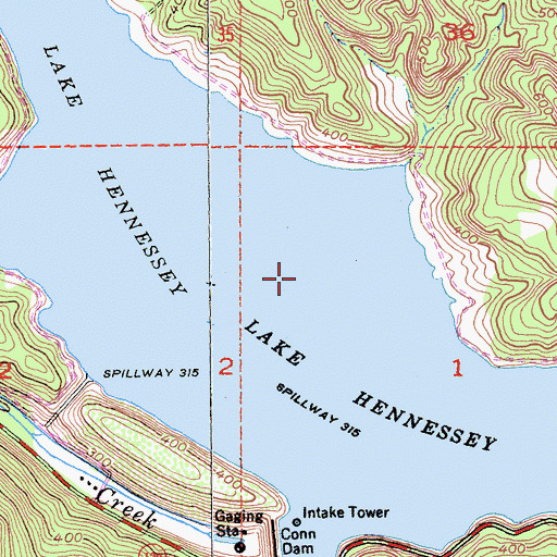 Topographic Map of Lake Hennessey, CA