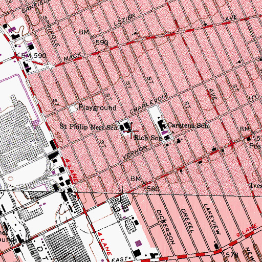 Topographic Map of Wolverine School, MI