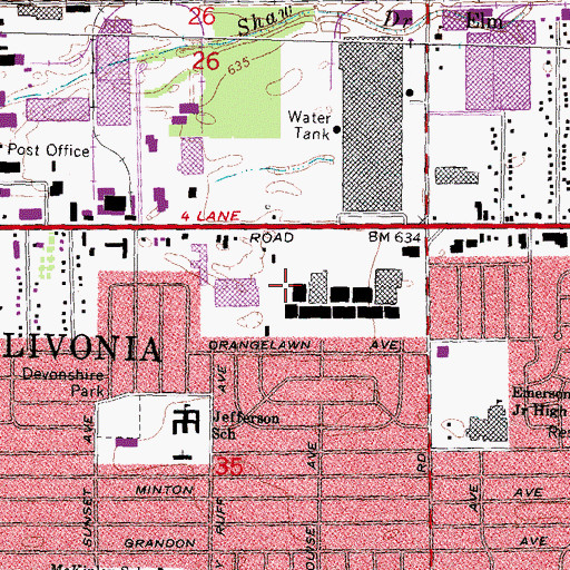 Topographic Map of Wonderland Mall Shopping Center, MI