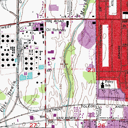 Topographic Map of Woodhaven Commons Shopping Center, MI