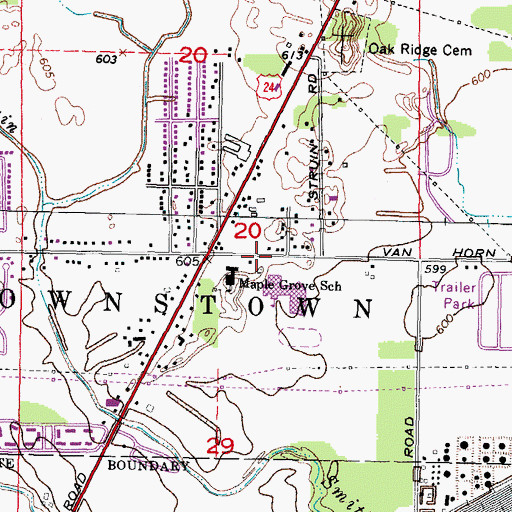 Topographic Map of Woodhaven High School, MI