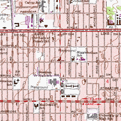 Topographic Map of Wyoming Avenue Church of Christ, MI