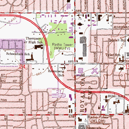 Topographic Map of Yeshiva Beth Yehudah School, MI