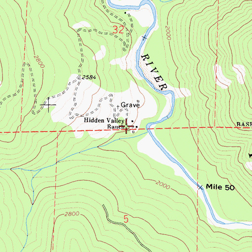 Topographic Map of Hidden Valley Ranch, CA