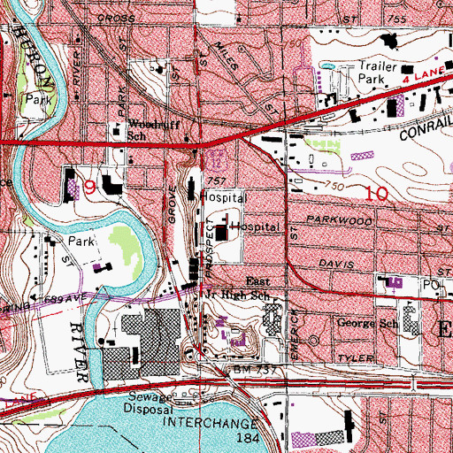 Topographic Map of Ypsilanti Health Center, MI