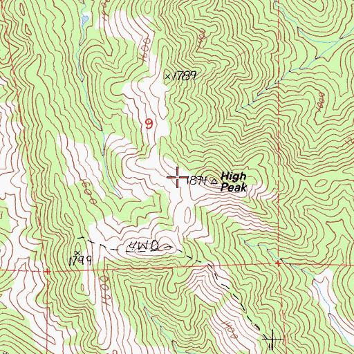 Topographic Map of High Peak, CA