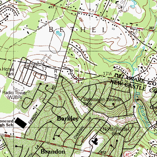 Topographic Map of Beau Tree, DE