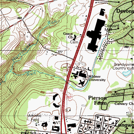 Topographic Map of Brandywine Commons, DE