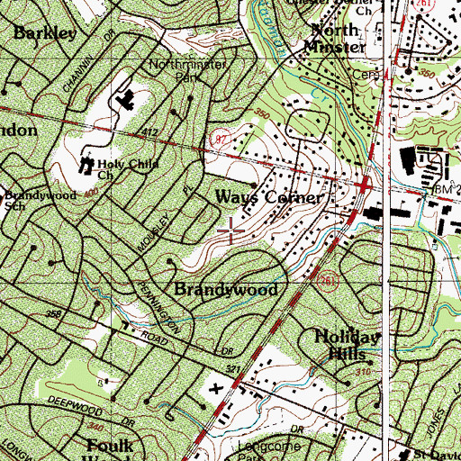 Topographic Map of Brandywood Beacon Hill Park, DE