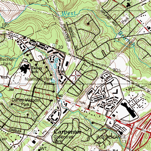 Topographic Map of Carpenter Plaza Shopping Center, DE