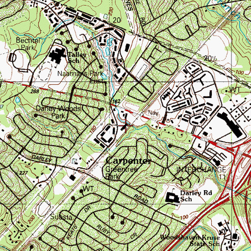 Topographic Map of Carpenter Station Shopping Center, DE