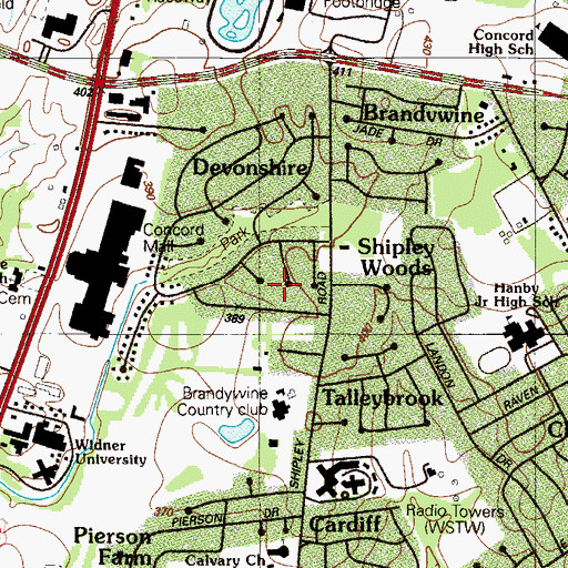 Topographic Map of Chapelcrest, DE