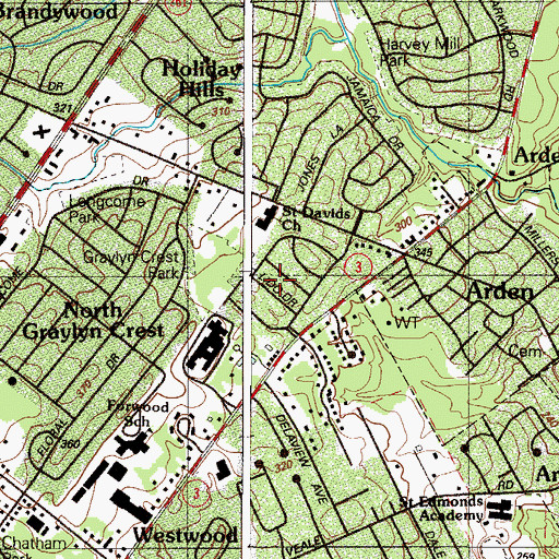 Topographic Map of Clair Manor, DE