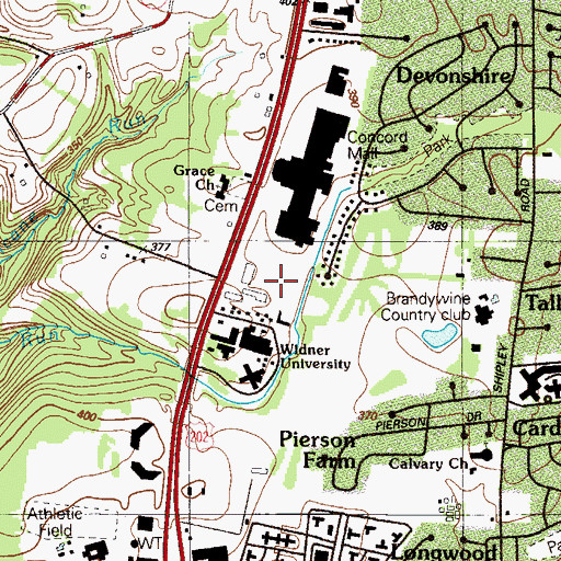 Topographic Map of Concord Pike Village Shopping Center, DE