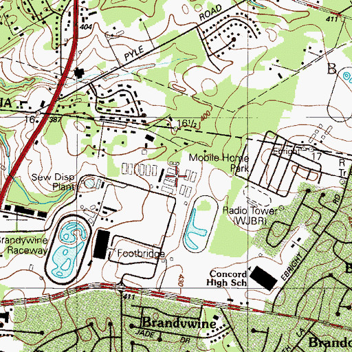 Topographic Map of Delaware State Police Satellite 1A Police Department, DE