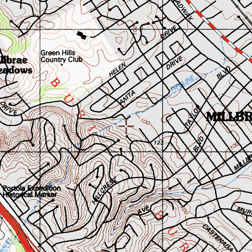 Topographic Map of Highlands Elementary School, CA