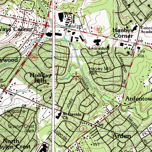 Topographic Map of Munsee, DE