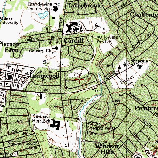 Topographic Map of Shipley Chase, DE