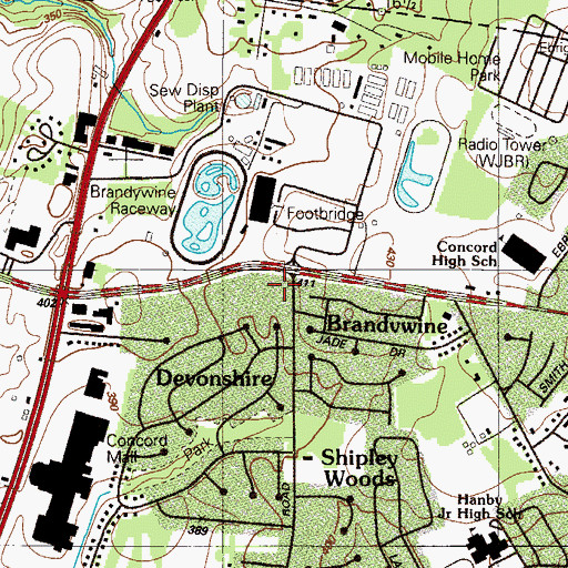 Topographic Map of Shoppes at Naamans Shopping Center, DE