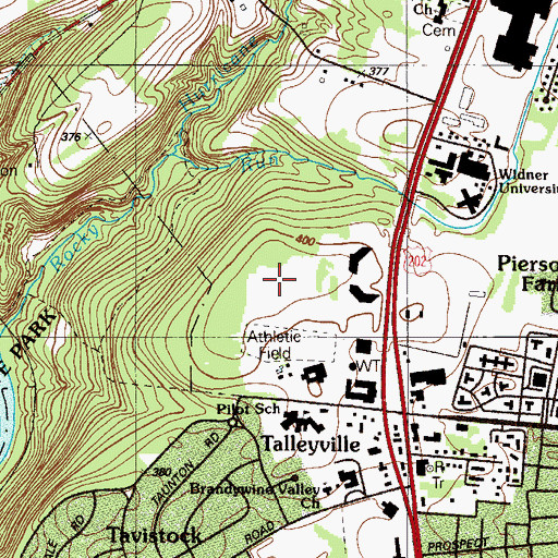 Topographic Map of Village of Rocky Run, DE