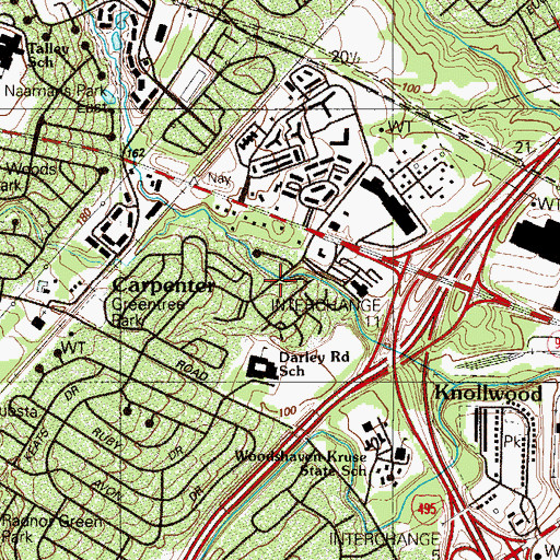 Topographic Map of Woodacres, DE