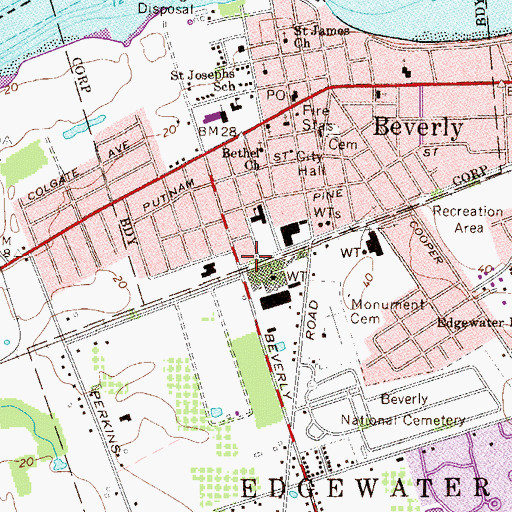 Topographic Map of Beverly Edgewater Park Emergency Squad, NJ