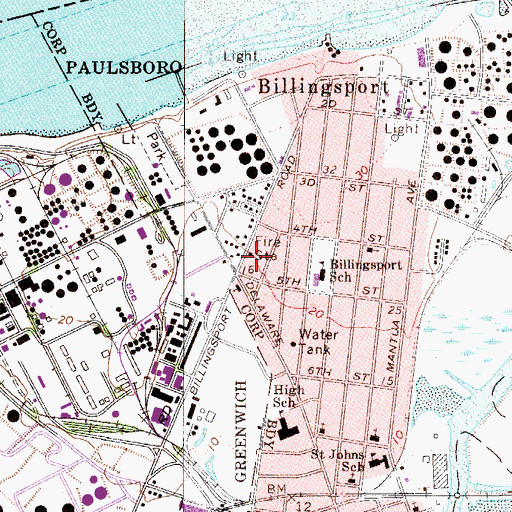Topographic Map of Billingsport Volunteer Fire Company, NJ